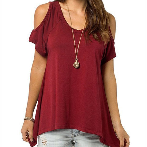 Peek a Boo Shoulder Solid Color Tunic Top