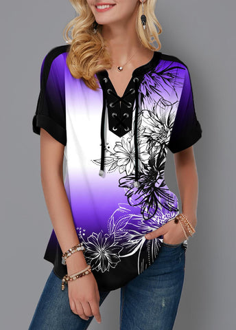 Women's Loose Shirt With Tie Up Laces