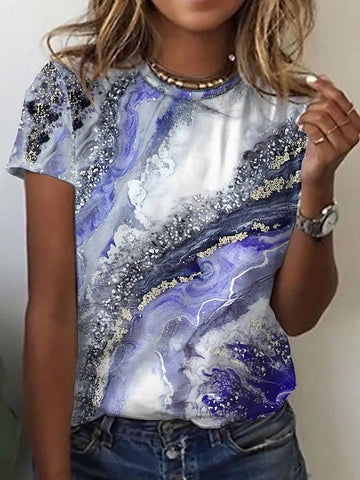 Gradient Print Casual Short Sleeve Top