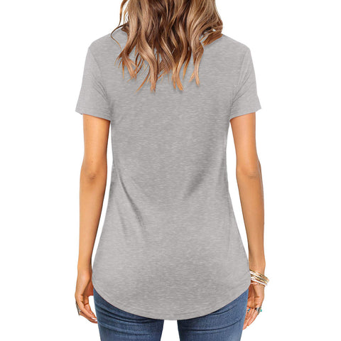 Front Cross V-Neck Short Sleeve Women's Top