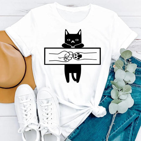 Ladies Cat Graphic T-shirt