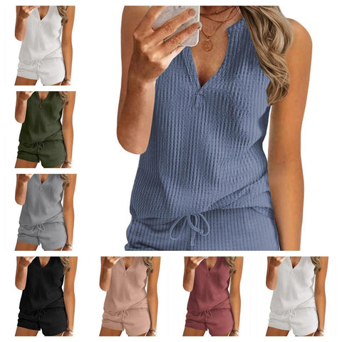 Ladies Loose Fashion Sports V-neck Set