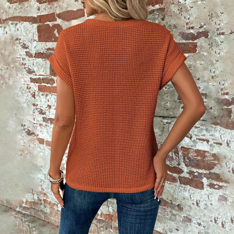 Solid Color Patchwork Short-sleeved Top