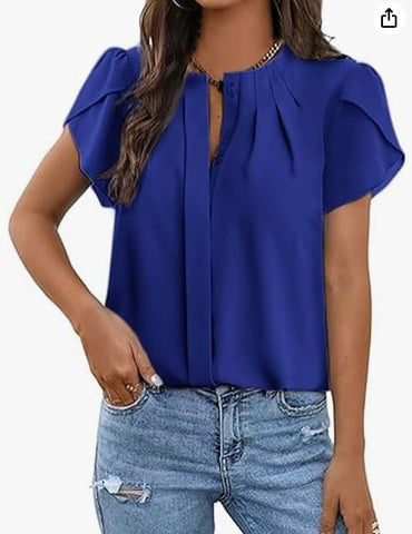 Women's Collar Decorated With Buttons Short-sleeved Casual Top