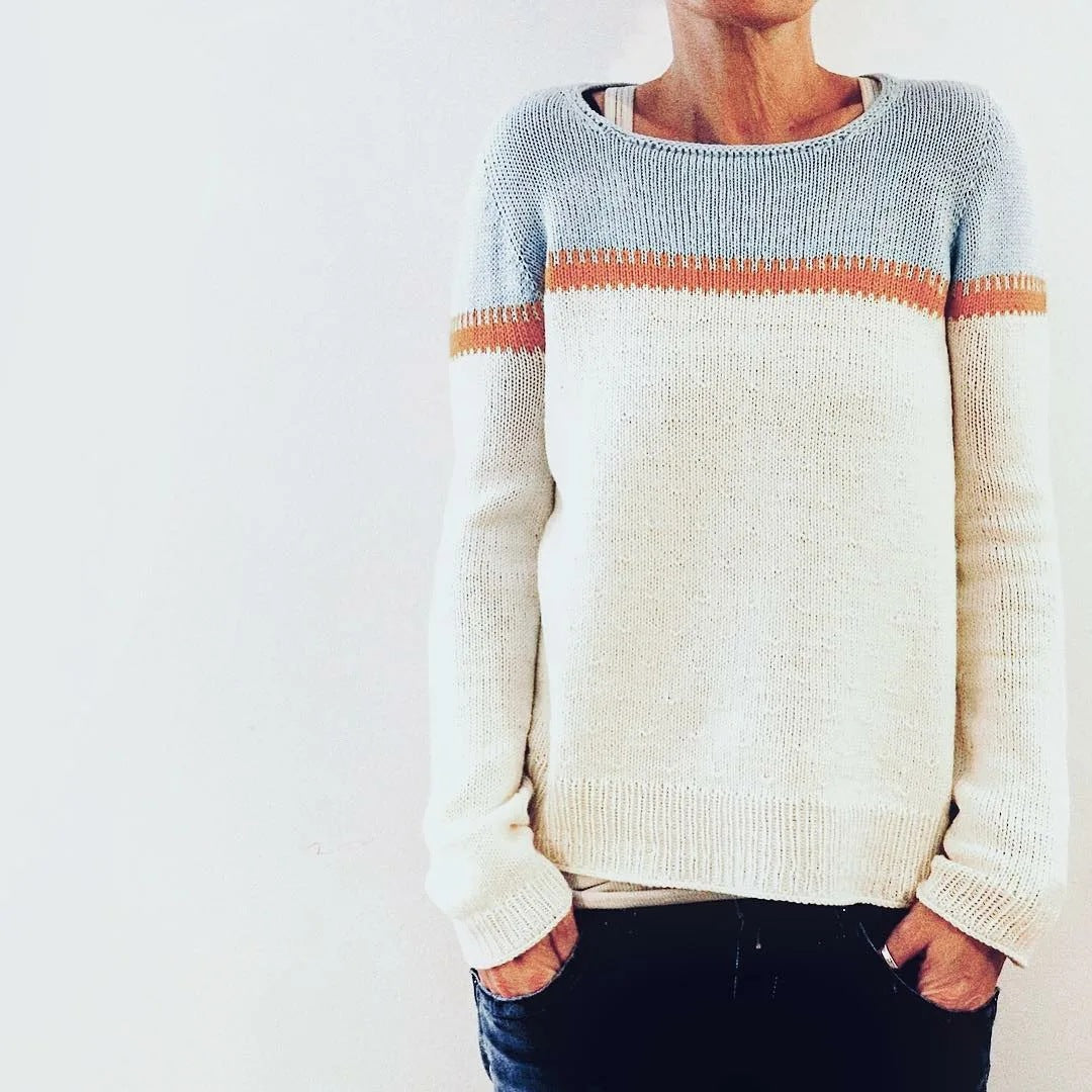 Round Neck Multicolor Loose Pullover Sweater