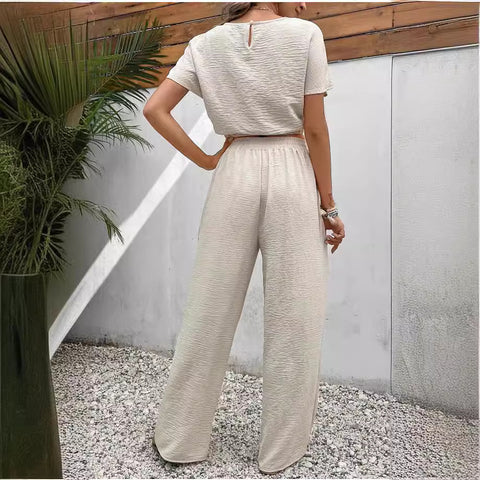 Top & Baggy Straight Trousers Two-piece Set