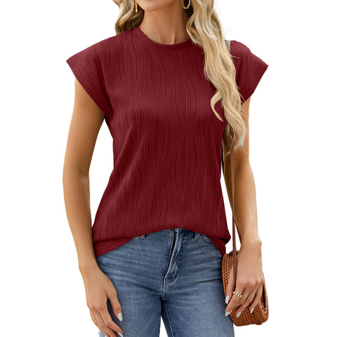 Women's Solid Color Crew Neck Top