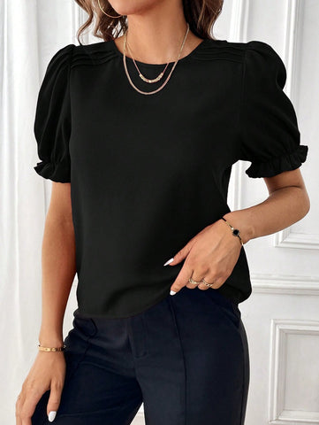 Fashion Color Round Neck Shirt Top