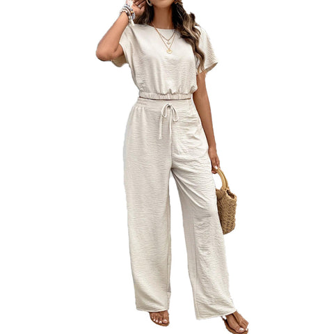 Top & Baggy Straight Trousers Two-piece Set