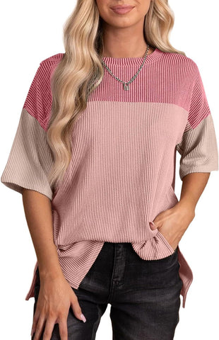 Pleated Round Neck Shirt Fashionable All-match Casual Multicolor Top