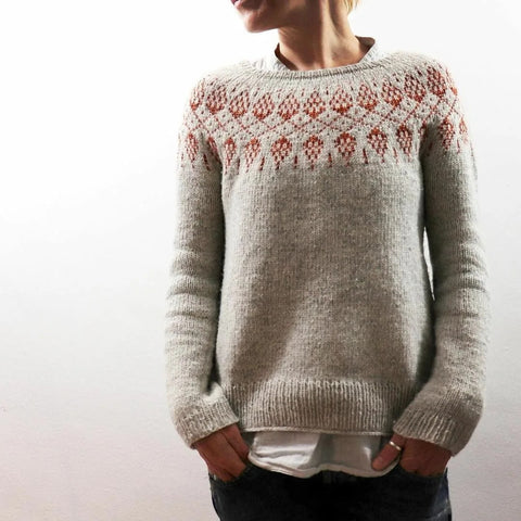 Round Neck Multicolor Loose Pullover Sweater