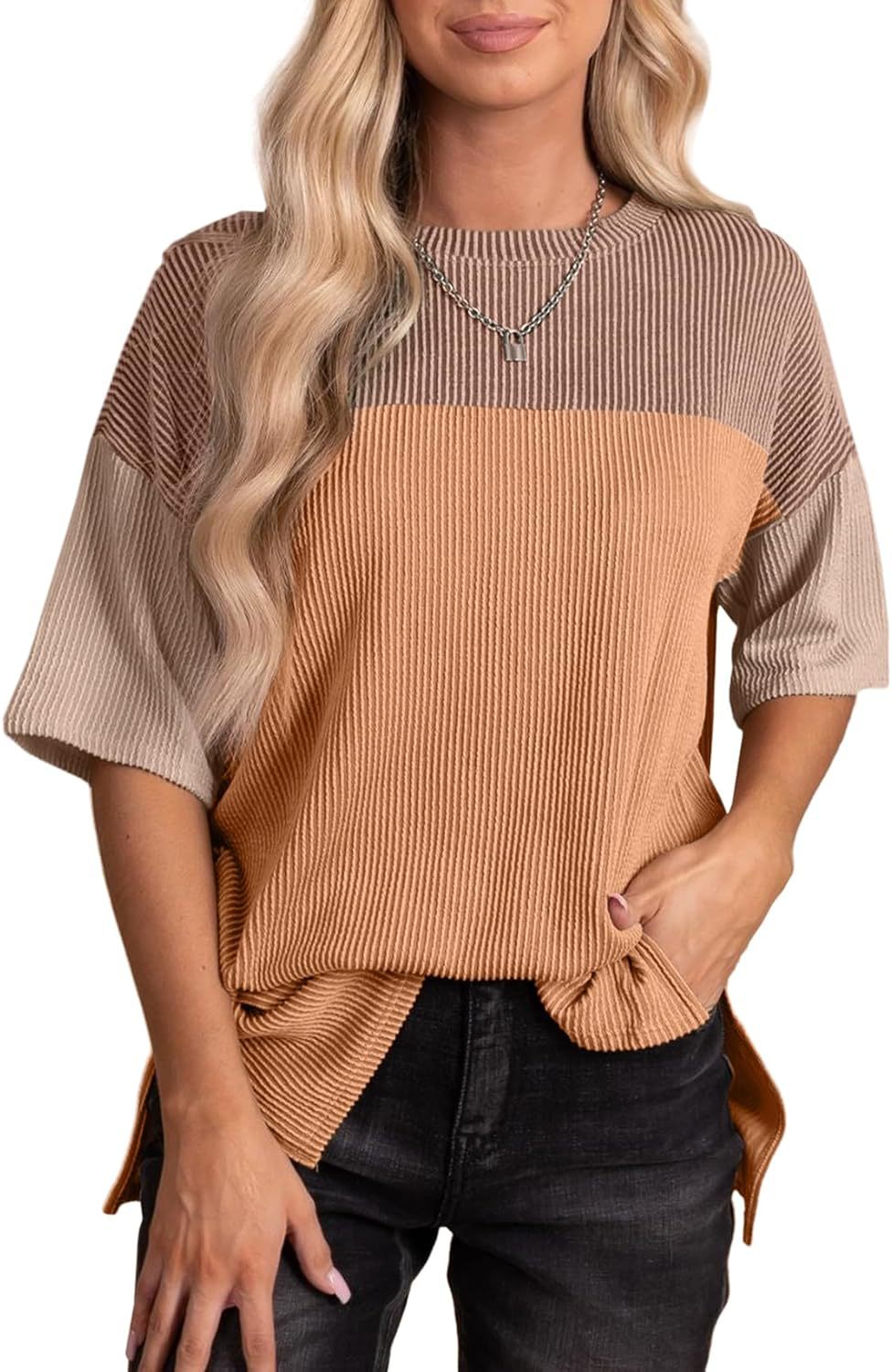 Pleated Round Neck Shirt Fashionable All-match Casual Multicolor Top