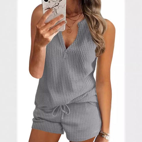 Ladies Loose Fashion Sports V-neck Set