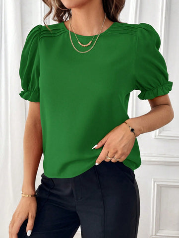 Fashion Color Round Neck Shirt Top