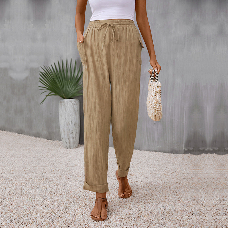 Pleated Casual Tie Pants