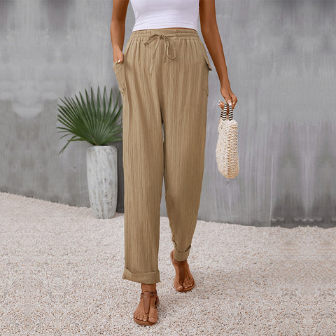 Pleated Casual Tie Pants