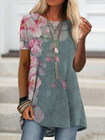 Fashion Loose Trendy Short Sleeve Printed Top