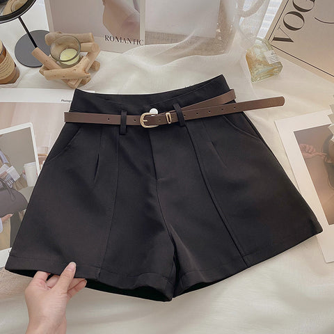 Retro Simple High Waist A- Line Wide Leg Shorts