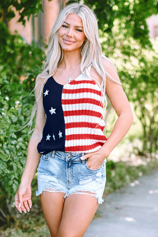 US Flag Theme V-Neck Knit Cami