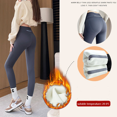 Fleece Lined Leggings High Waist Tight Tummy Control