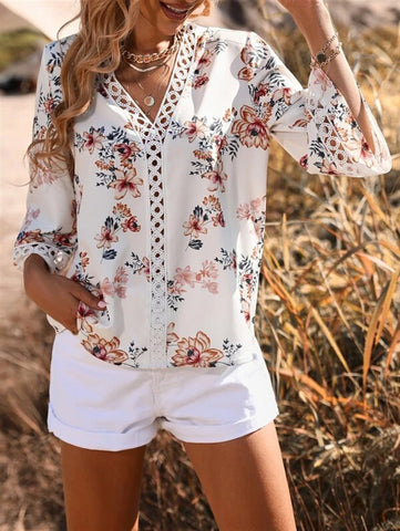 Casual Loose Vneck Shirt Summer Top