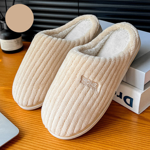 Solid Color Simple Cotton Winter Non-slip Home Warm Plush Slippers