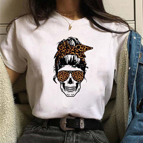 Women's Floral Skull Trendy T-Shirt