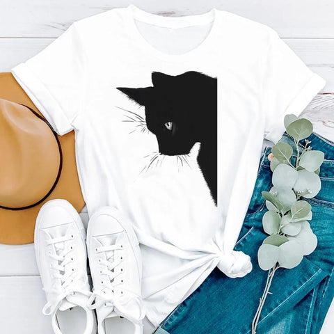 Ladies Cat Graphic T-shirt