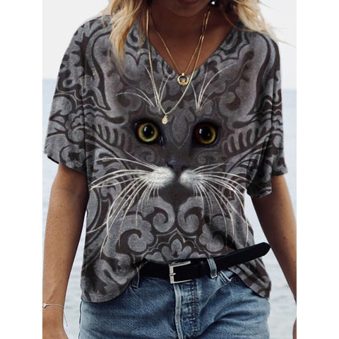 Multi Print Witch, Cat, Halloween, Beth Dutton Short Sleeve Top