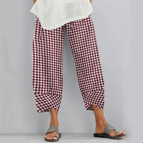 Cropped Pants With Checkered Panels