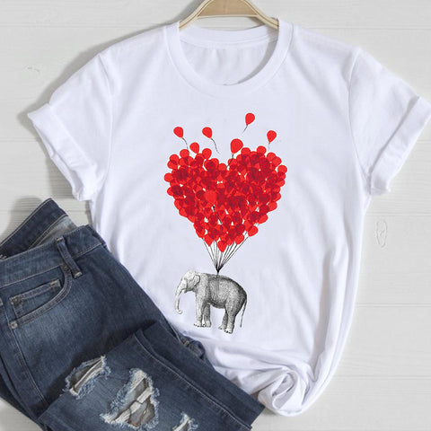 Cute Graphic Casual Short-sleeved Top