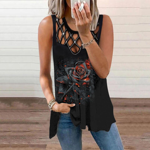 Women's Hollowed Out Sleeveless Top