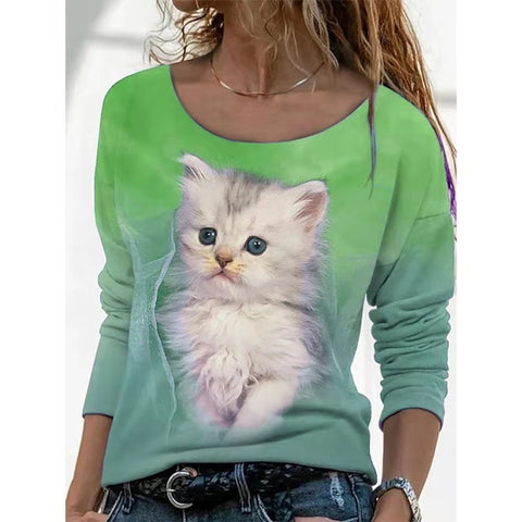 Multi Color Kitten 3D Long-sleeved Shirt