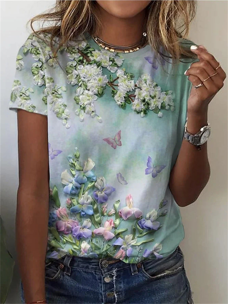 Scenic Short Sleeve Round Neck Top