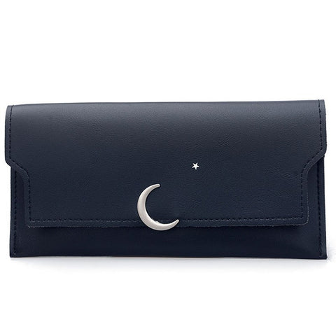 Star Moon Rivet Zipper Soft Leather Coin Wallet