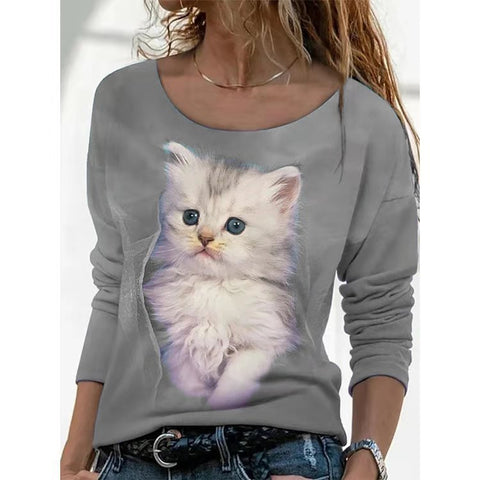 Multi Color Kitten 3D Long-sleeved Shirt