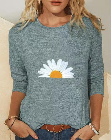 Casual Daisy Pullover Round Neck Loose Top