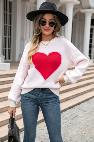 Round Neck Love Heart Sweater