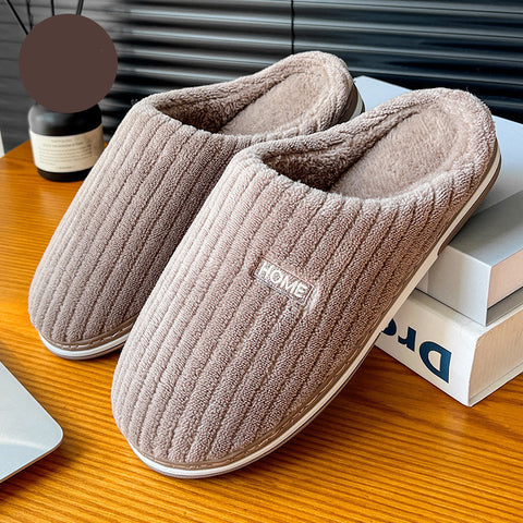 Solid Color Simple Cotton Winter Non-slip Home Warm Plush Slippers