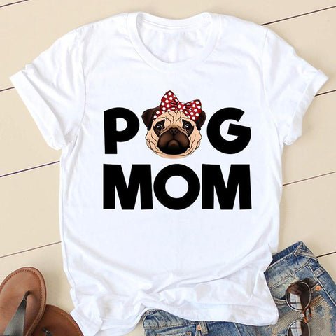 Dog Mom, Pug Mom, Paw T-Shirt