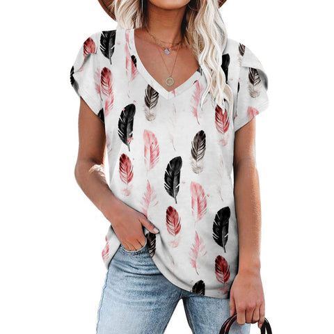 Multi Pattern V-neck Women's Top