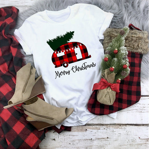 Christmas Multi Design Print Crew Neck T-shirt Top