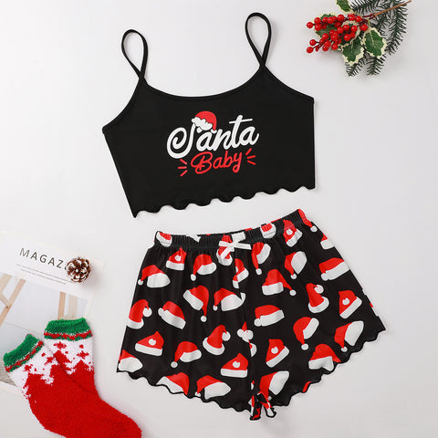 Christmas Women's Spaghetti Straps Sleeveless Pajamas