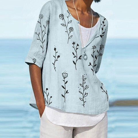 Women's Printed V-neck Half Sleeve Top