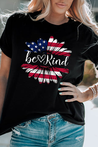 BE KIND US Flag Graphic Round Neck Tee