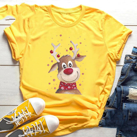 Christmas Santa Elk Short Sleeve Top