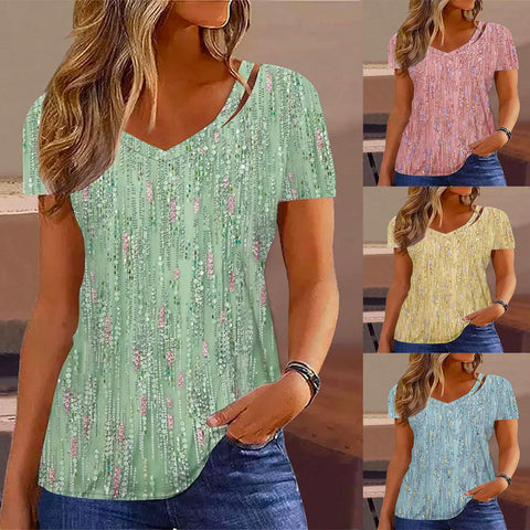 Summer Short Sleeve Printed Top