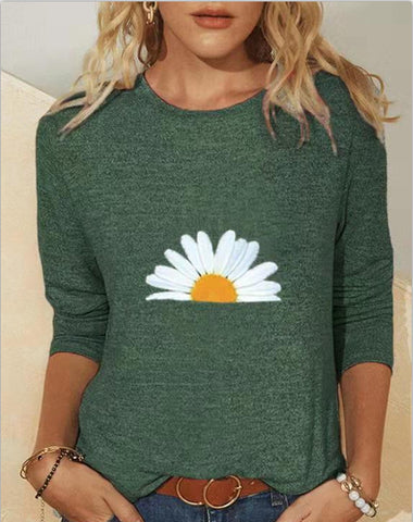 Casual Daisy Pullover Round Neck Loose Top