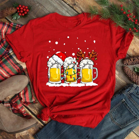 Christmas Humor Wine Glasses T-Shirt Tops