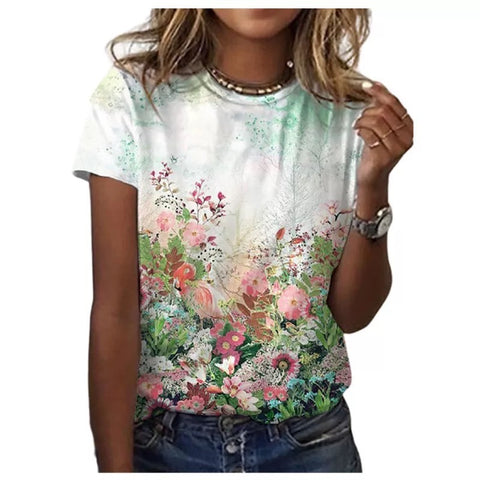 Fashion Designs Round Neck Short Sleeve Tops